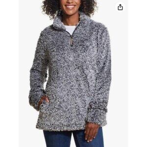 Weatherproof Woman's Large Cozy Gray Long Sleeve 1/2 Zip Pullover Sweater